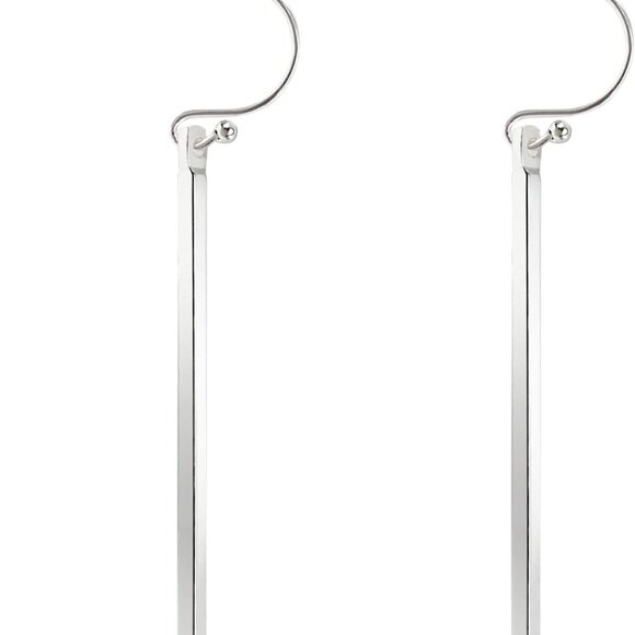 Handmade 925 Sterling Silver Dangle Earrings Hypoallergenic Stick Drop Long Vert - Picture 1 of 6